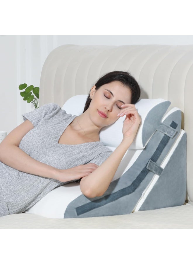 3PCS Bed Wedge Pillow for Sleeping, Memory Foam Reading Pillow for Adults, L 27.1" x H 23.6" Adjustable Body Pillow for Side Sleeper, Storage Bag Included - Image 5